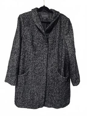 Covington Black and White Herringbone wool Pea Coat